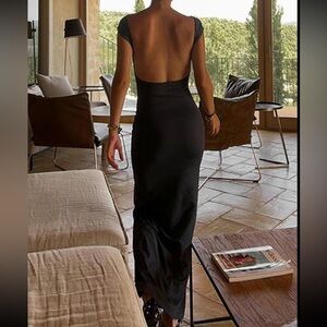 Elegant Black Backless Dress